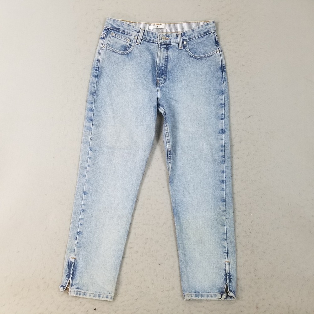 Tommy Hilfiger Jeans Womens 14 Light Wash Vintage High Rise Ankle Zip Straight